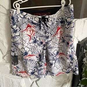 Columbia PFG men’s fishing and tropical print swim trunks